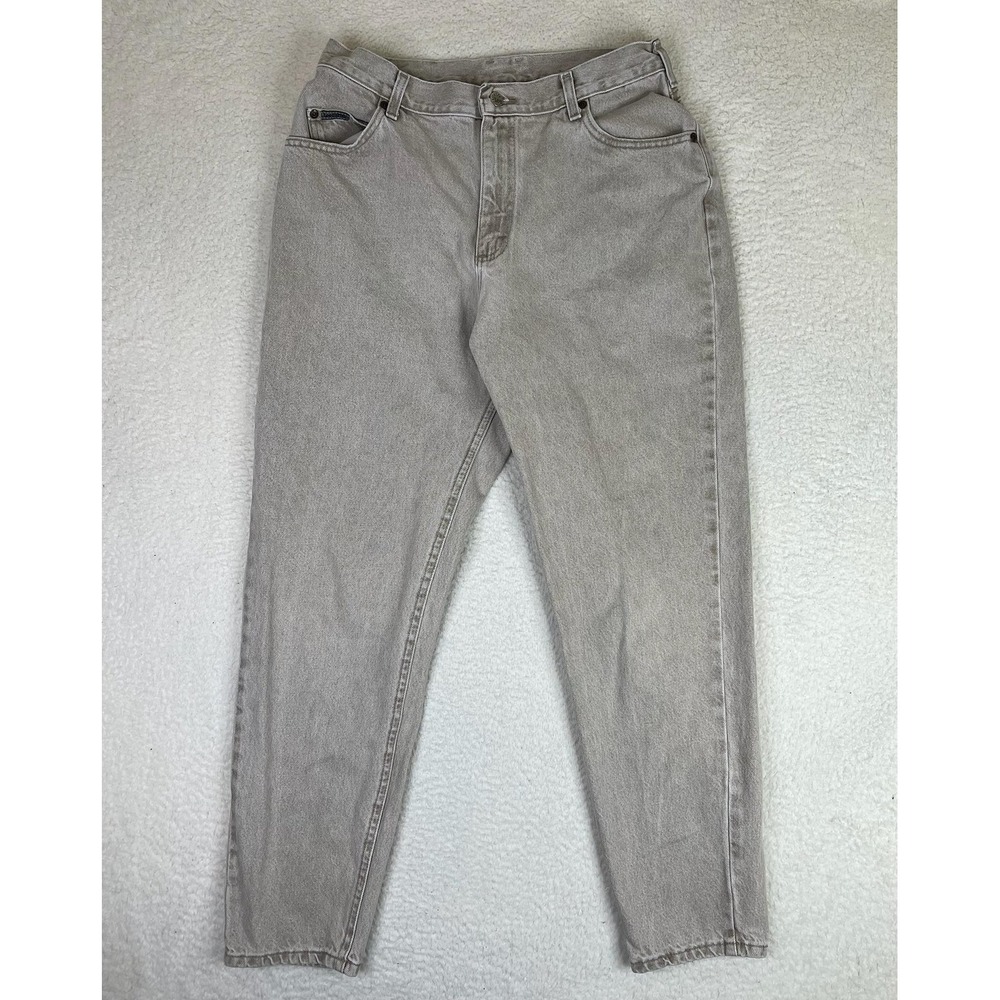 Vintage Lee Riveted‎ Tapered Jeans Womens 16 Gray Light Wash High Rise Denim